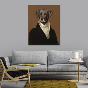 Portret Dog Canvas Art The Romantic Thierry Poncelet Painting Handmade Hoge kwaliteit Pub Bar Wall Decor