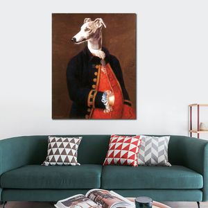 Portret hond schilderijen de kunstverzamelaar Thierry Poncelet handgemaakte dieren canvas kunst hotelkamer decor