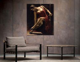 Peintures de Portrait danseuse de Flamenco sur la chaise, art espagnol, peinture à l'huile de femme peinte à la main pour bureau room2748159