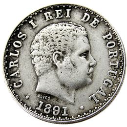 Portugal 1891 500 Reis Carlos I Silvertate Copy Coins
