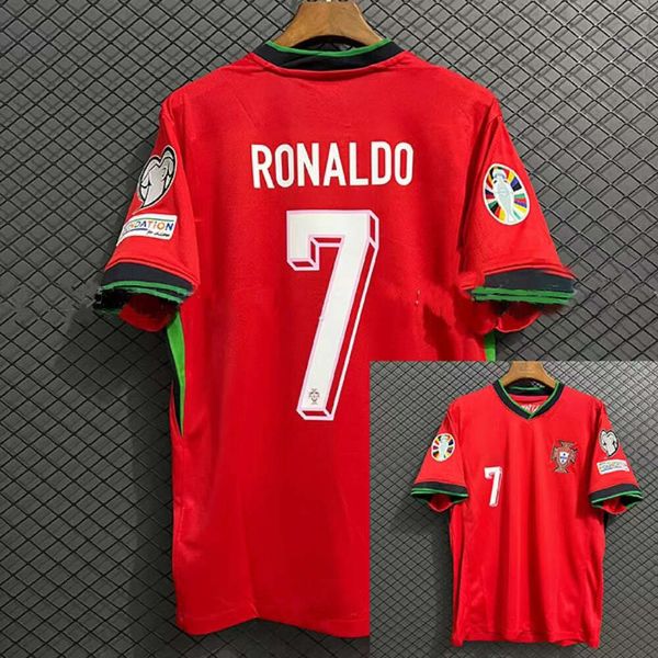 Portugal 2024 Jersey Número 7 Cristiano Ronaldo Home and Football Football Jersey Top Cup Traje de entrenamiento para niños adultos