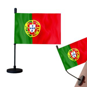 Bandera de coche de Portugal, bandera de coche portuguesa con base magnética y accesorios de asta de bandera flexibles, decoración para capó de coche