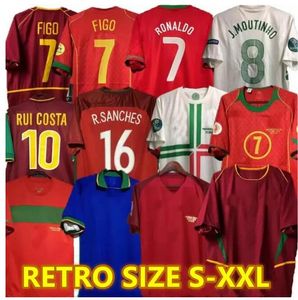 Portugal rétro Ronaldo Jerseys de football 98 99 10 12 02 04 06 07 08 09 16 17 Rui Costa Figo Nani Pepe Boa Morte Shirts de football classiques Camisetas de Futbol vintage