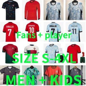 Portugal Soccer Jerseys 2024 2025 HOMMES SET ENFANTS KIT Joueur versoin PEPE JOAO FELIX Chemises de football B.FERNANDES BERNARDO R.SANCHES DIOGO J RONALDO 22 23 24 25 manches longues