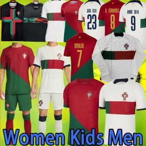 Portugal Soccer Jerseys 2022 Men Set Kids Kit Women Player Vertoos Pepe Joao Felix 2023 Voetbaloverhemden Portugieser Bernardo Portugees 244m