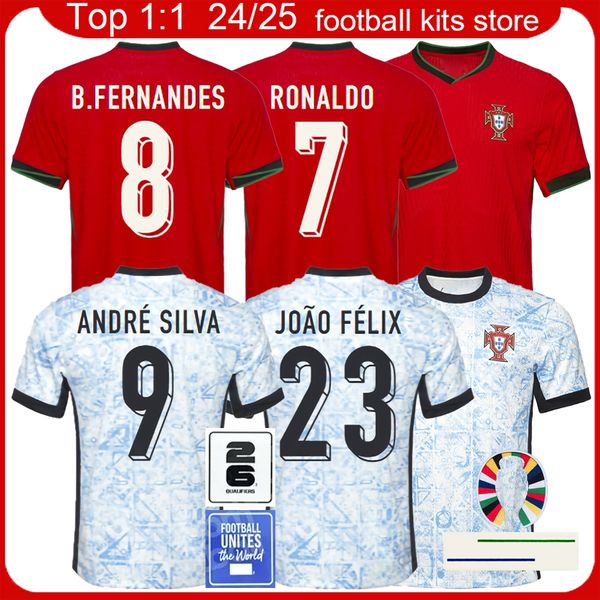 Portugués casa fuera de los fanáticos de los hombres Jerseys 2024 Portugals Versión de jugador de los hombres Jersey 24 25 B. Fernandes Joao Felix Football Shirt Maillot Camiseta Maglia