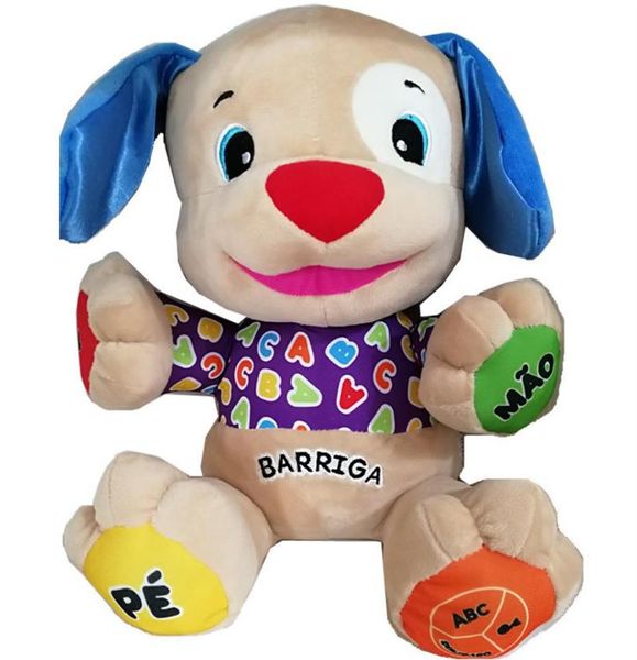 Portugais parlant chantant chiot jouet chien poupée bébé éducatif musical en peluche jouets en portugais brésilien LJ201126285l1628373