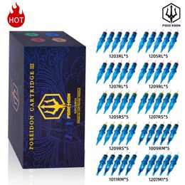 POSEIDON 50PCS Gemengde Professionele Tattoo Cartridge Naalden met Membraan Veiligheid Cartridges Wegwerp Naald 240322