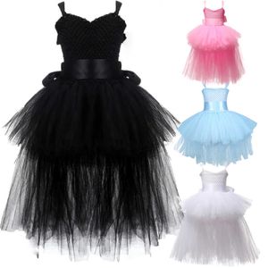 Chique droom fancy kinderen jurken voor meisjes zwarte meisjes tutu jurk tule v-hals trein meisje avond verjaardagsfeestje jurken D Q0716