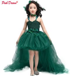 POSH DREAM vert sarcelle Vintage enfants filles Tutu robes pour forêt fête fleur vert foncé à la main enfants vêtements d'anniversaire