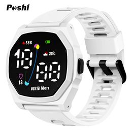 Reloj deportivo POSHI para hombre con fecha, luz Led, movimiento electrónico, reloj de pulsera, relojes digitales impermeables originales, larga espera