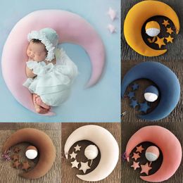 Posing Pillow Photography Props Migne Baby Hat HEARS COLORFURS MOON STARS Photo Shooting Set pour les cadeaux nouveau-nés pour nourrissons l2405