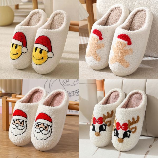 Zapatillas sonrientes de invierno de alta calidad para mujer, pantuflas mullidas de piel sintética con cara sonriente, zapatos suaves para el hogar para interiores y exteriores, toboganes GAI