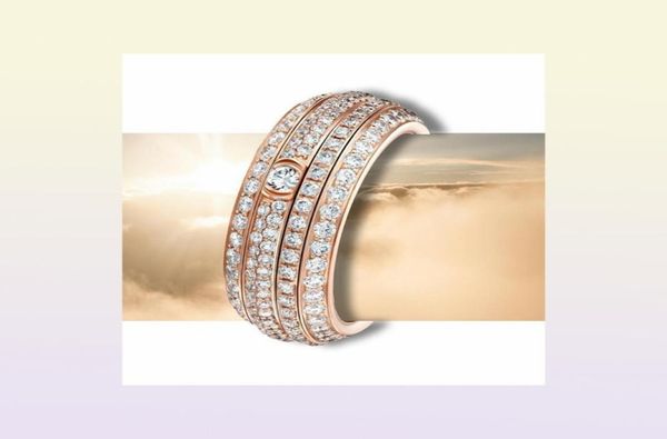 Serie de posesión Anillo de anillo 5a Rose Rose extremadamente 18K Gold Sterled Silver Joya de lujo Joya de boda rotatable Diseñador de bodas Rin9428043