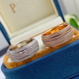 anillo de la serie de posesión PIAGE ROSE extremadamente plata esterlina chapada en oro de 18 quilates Joyería de lujo giratorio exquisito regalo marca diseñador232Z