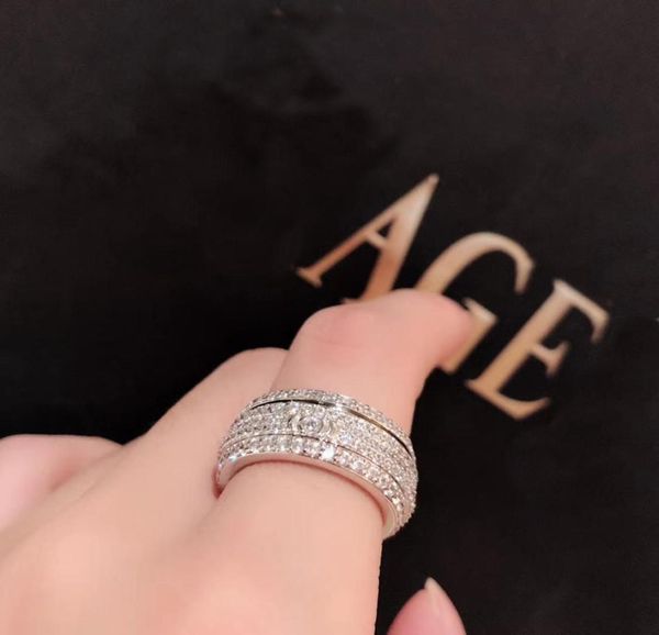 anillo de la serie de posesión PIAGE ROSE extremadamente plata de ley chapada en oro de 18 quilates Joyería de lujo giratorio exquisito regalo marca diseñador1372923