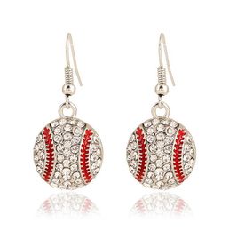 Post Oorbel Studs Sofbol Honkbal Basketbal Volleyball Voetbal Voetbal Fietsen Skaten Rhinestone Crystal Bling Sports Girls GB1274