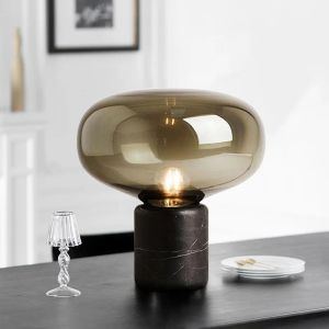 Post Moderne LED Marmeren Tafellamp Paddestoel Glas Bedlampje Nordic Eenvoudige Designer Slaapkamer Woonkamer Creatieve Studie Klein