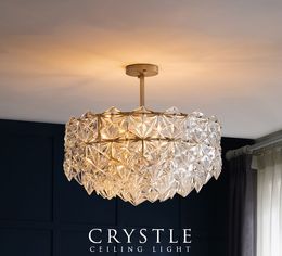 Post Moderne LED Hanglamp Gold Luxe K9 Crystal Hanglamp Woonkamer Hotel Droplight Balkon Hanging Hall Entree Myy