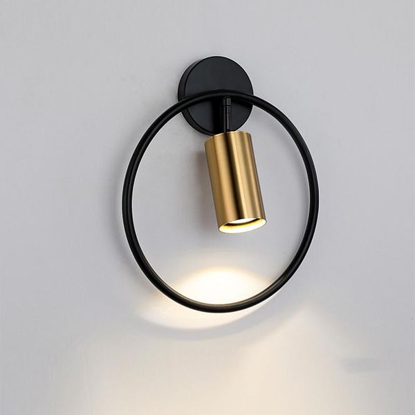 Post moderne mur LED lampes de luxe rond E27 noir/or applique chambre salon chevet décor à la maison Spot luminaire