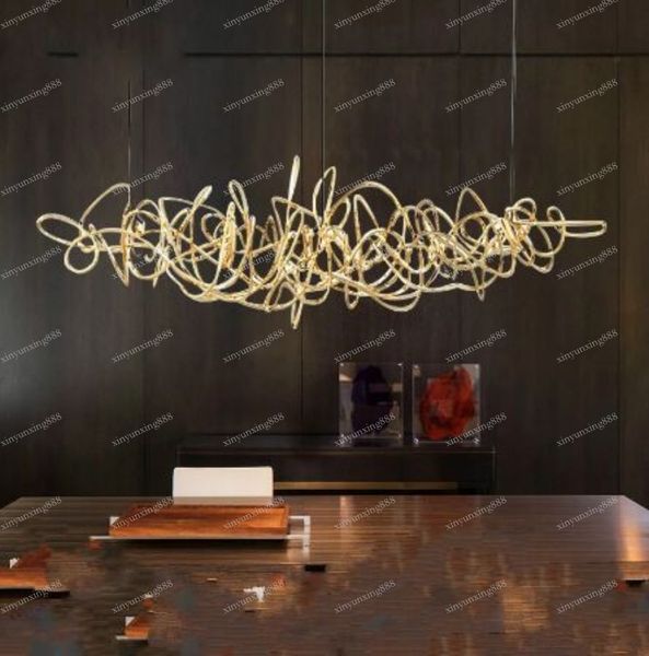 Lumière post-moderne luxe LED restaurant lustre décoration nordique réception lampes simple fer art bar arbre lustre