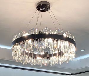 Lustre de luxe post-moderne lampe en cristal noir maison lampe américaine 2021 nouvelle chambre salon éclairage