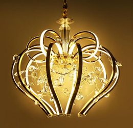 Post Modern Plate Gold Curved Metal LED Hanglamp Luster Cristal Luminaire LED-ophanging Licht Binnenverlichting voor Hall Myy