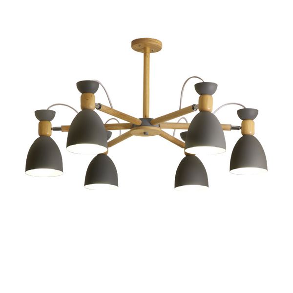 Lampes suspendues simples post-modernes macaron coloré E27 support de lampe vert blanc gris matériel fer et bois droplight pour foyer chambre
