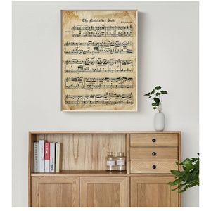 Poster en schilderijen tchaikovsky klassieke pianomuziek canvas schilderij muur foto woningdecor de notenkraker vintage bladmuziek woo