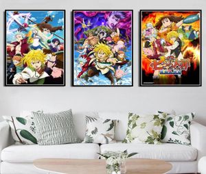 Póster e impresiones de cómic de Anime japonés, pintura artística de los siete pecados capitales, arte de pared, lienzo, cuadros de pared para sala de estar, decoración del hogar 2844037