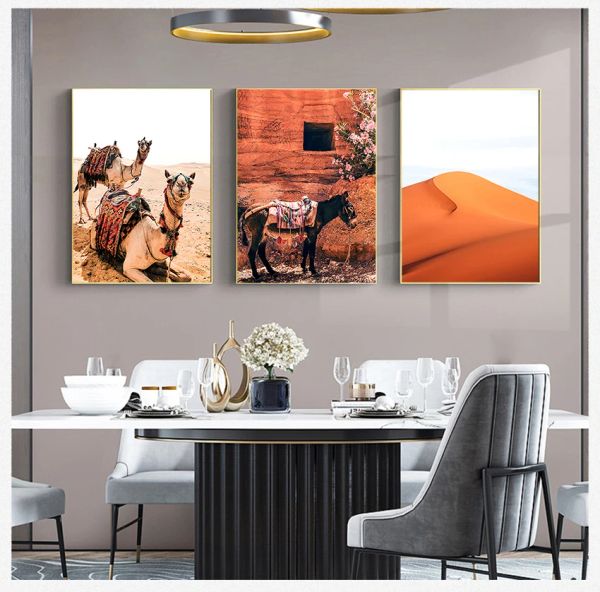 Affiche chameau toile imprimé peinture murale image salon décor marocain boho paysage mur art désert voyage imprimer marrakech
