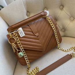 Postbode Tas Messenger Portemonnee Vrouwen Schouder Crossbody Handtas Mode Effen Draad Echt Leer Geitenhuid Hasp Chian Flap Zakken Hardware Lock Decoratie