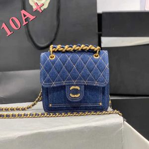 Postman Français Épaule Couverture Sac Chaîne Rétro Designer Bouche Tofu Bandoulière Sac À Main Sacs Marque Femmes Mode Rabat Classique Denim Imprimer Bourse