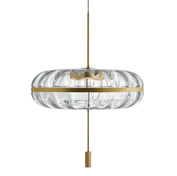 Postmoderne Cuivre De Luxe LED Pendentif Lumières Nordique En Verre Salle À Manger Salon Lampe Suspendue Chambre Restaurant Simple Tête Luminaires MYY