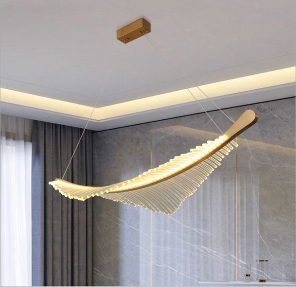 Lámparas de iluminación de araña LED posmodernas, decoración creativa de plumas, vestíbulo de hotel, villa, edificio dúplex