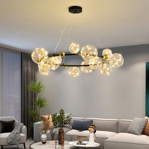 Postmoderne LED -hanglampen voor het eten woonkamer Decoratie Nordic Decor Glass Ball Goud/Zwart Hangende hanglamp Lamparmaturen