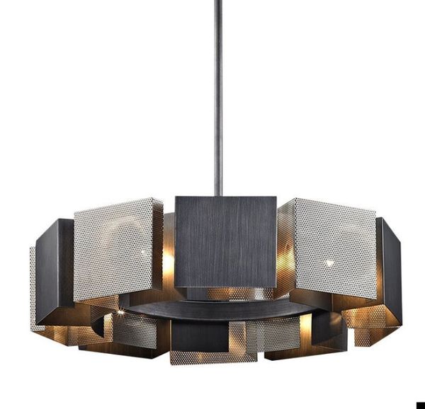 Postmoderne luxe noir métal rond LED lustre lampe nordique Simple fer art salon éclairage salle à manger chambre suspendu