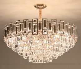 Lámpara de cristal de lujo posmoderna, lámpara de decoración para sala de estar, Villa, dormitorio dúplex, cocina, luces colgantes circulares de diseño