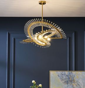 Lustre en cristal LED de luxe postmoderne, lampes suspendues nordiques créatives pour salon, lampes de décoration d'hôtel, éclairage rond de restaurant