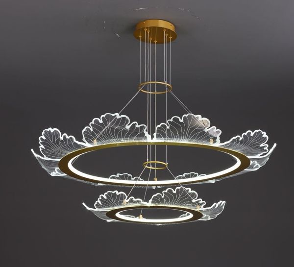 Lampes de lustre LED de salon de luxe postmoderne éclairage lustre rond de restaurant de lumière suspendue en forme de fleur d'île de cuisine nordique