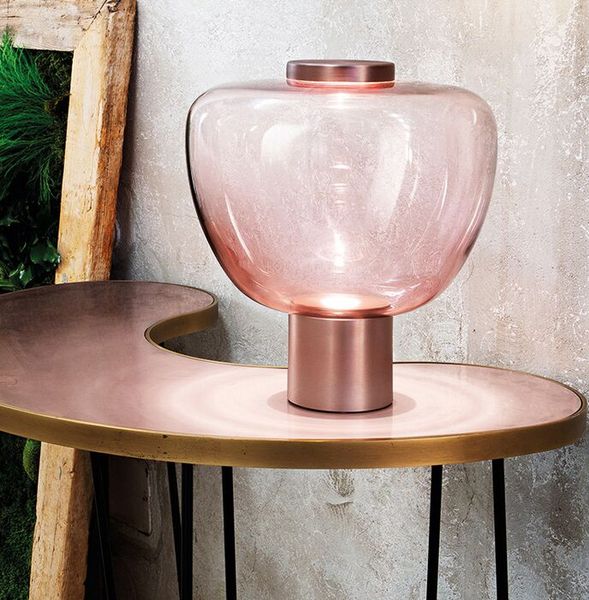 Lámpara de mesa de vidrio decorativa minimalista posmoderna sala de la sala de exhibición sala de estar dormitorio dormitorio rosa