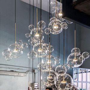 Lámparas colgantes de cristal minimalista molecular lámpara nórdica italiana diseñador creativo burbuja vidrio restaurante comedor luces colgantes