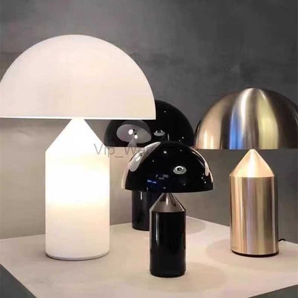 Lampe de bureau champignon postmoderne blanc noir or lampe lumière de conception d'art en métal de luxe créatif pour la lumière de table de chevet de chambre HKD230807