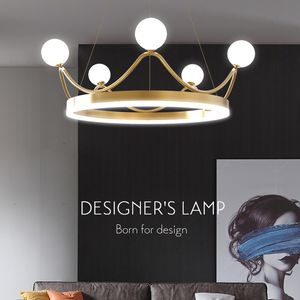 Nouveauté postmoderne luxe couronne pendentif LED lumières chambre ronde luminaire salon décor éclairage fille Vedroom lampe suspendue