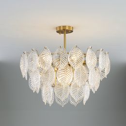 Postmoderne eenvoudige sfeer licht luxe huis woonkamer lamp villa eetkamer slaapkamer creatieve glazen blad kroonluchter