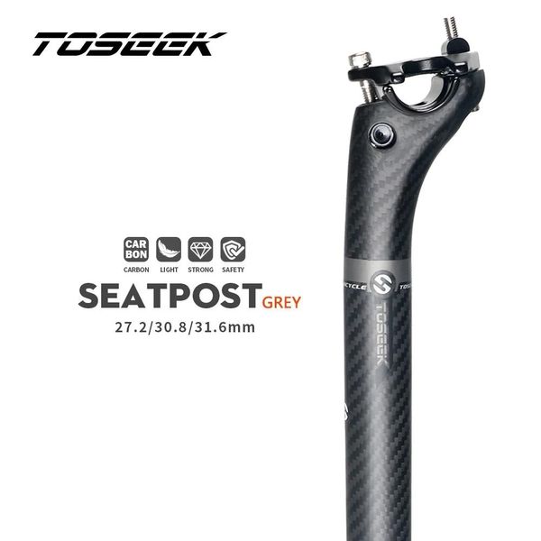 Postes TOSEEK 3K tija de sillín de fibra de carbono bicicleta de montaña asiento de bicicleta de carretera piezas de bicicleta MTB 27,2/30,8/31,6*350/400mm Offset 20mm