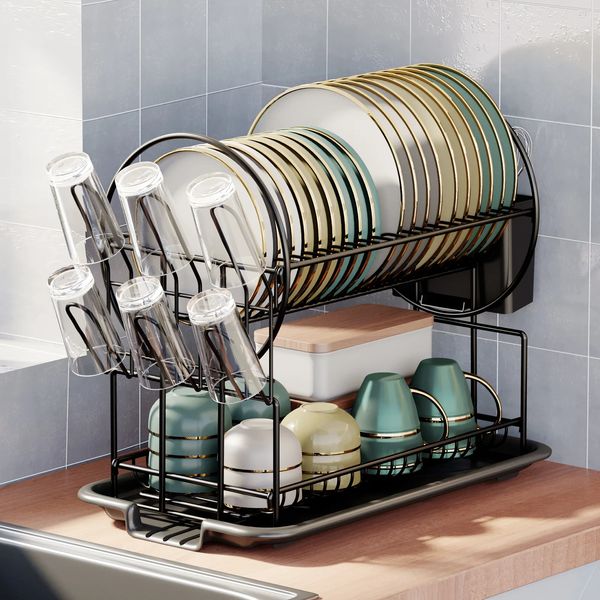 Porte-couvercles de casseroles, égouttoir à vaisselle de cuisine, support de rangement avec égouttoir, baguettes, couteau, fourchette, tasse d'eau, organisateur de comptoir 231130