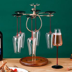 Supports à pots en bois massif, support de rangement créatif en verre de vin rouge, ornements de décoration d'armoire de Restaurant 231207