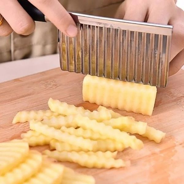 Cuchillo con filo ondulado para patatas, utensilio de cocina de acero inoxidable, pelador para cortar frutas y verduras, herramientas de cocina, accesorios para cuchillos