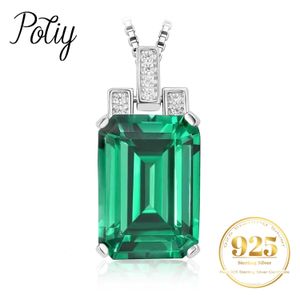 Potiy 6ct Emerald Cut Nano hanger ketting geen ketting 925 Sterling Silver voor vrouwen dagelijkse bruiloftsfeestjes sieraden 240511
